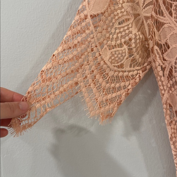 For love and Lemons Luna lace blush peach midi dress romantic feminine wedding - Picture 4 of 6